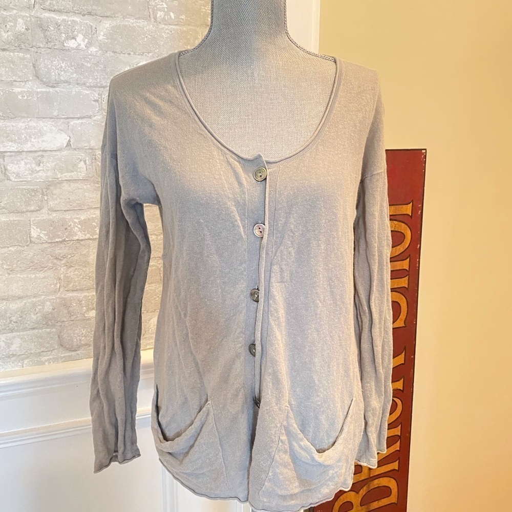J JILL BUTTON LINEN Sweater